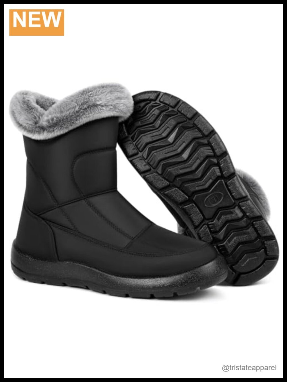 Goldnut Waterproof Anti-Slip Mid Calf Winter Boots with Faux Fur Lining & Zipper